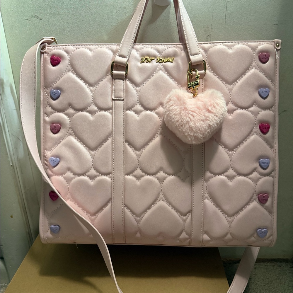 Pink Heart-Embellished Tote Bag